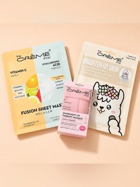 NIB Creme Shop 3 Piece - Lip Therapy Masque - Fusion & Skin Brighten Face Mask